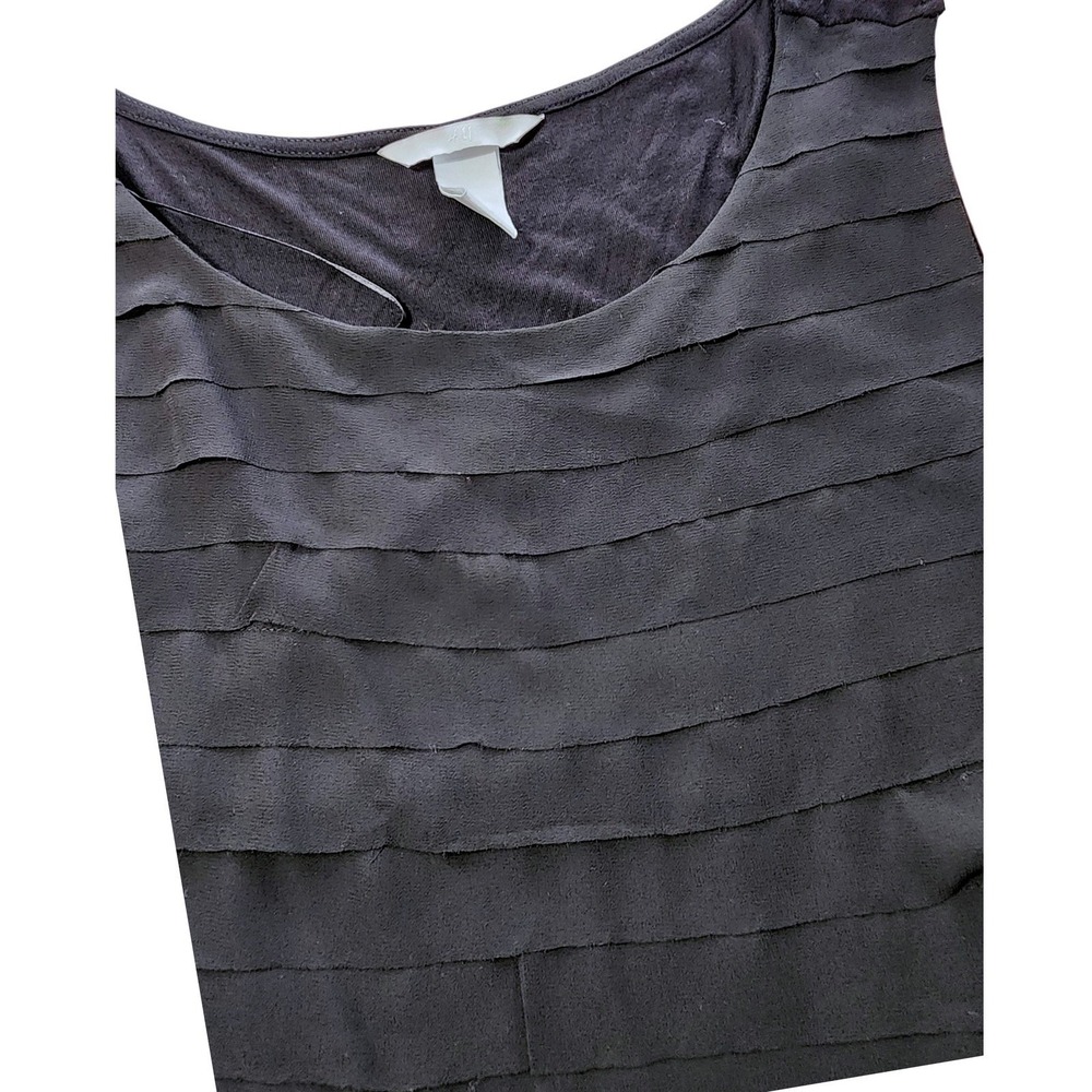 HM‎ Womens Black Tiered Ruffle Tank Top Sleeveless Scoop Neck Size Large L - Picture 5 of 5
